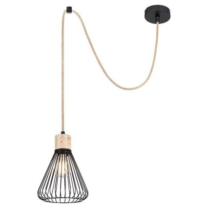 Rabalux - Kattokruunu johdossa 1xE27/40W/230V musta/pyökki