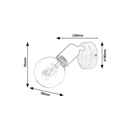 Rabalux - Seinäkohdevalo 1xE27/40W/230V kumipuu