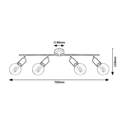 Rabalux - Kohdevalo 4xE27/40W/230V kumipuu
