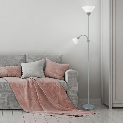 Rabalux - Lattialamppu 1xE27/100W+E14/25W harmaa/valkoinen