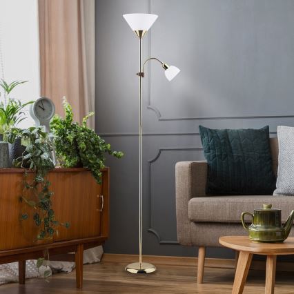 Rabalux - lattialamppu 1xE27/100W+E14/25W kulta/valkoinen