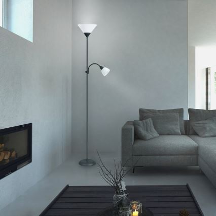 Rabalux - Lattialamppu 1xE27/100W+E14/25W musta/valkoinen