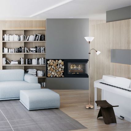 Rabalux - Lattialamppu 1xE27/100W+E14/25W pronssi/valkoinen