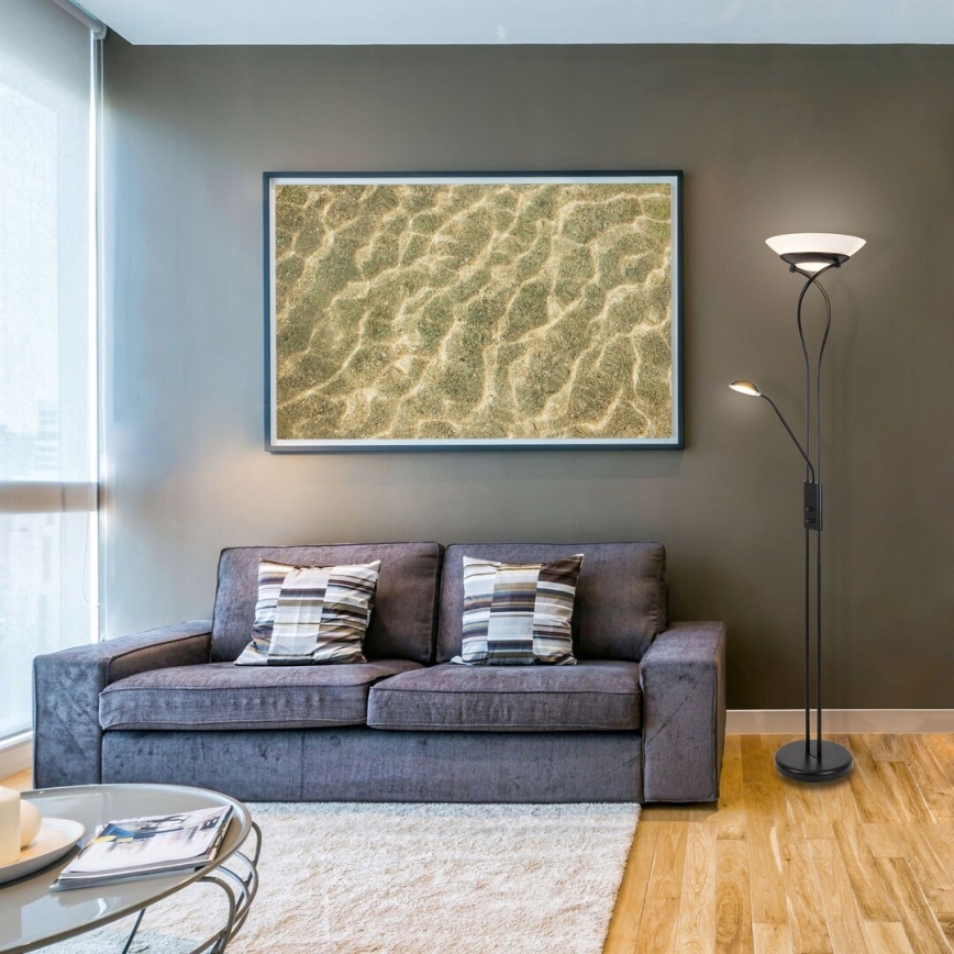 Rabalux - Lattialamppu 2xE27/15W+1xG9/40W/230V musta