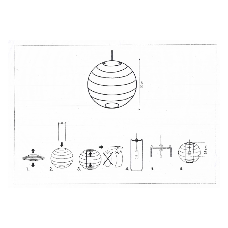 Rabalux 4894 - RICE-kattovalaisinvarjostin valkoinen E27 halkaisija 30 cm