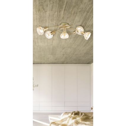 Rabalux - Kiinteä kattokruunu 5xE14/40W/230V kultainen