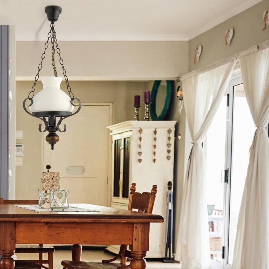 Rabalux - Kattokruunu ketjussa 1xE27/60W/230V saksanpähkinä