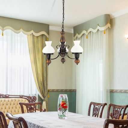 Rabalux - Kattokruunu ketjussa 3xE27/60W/230V saksanpähkinä