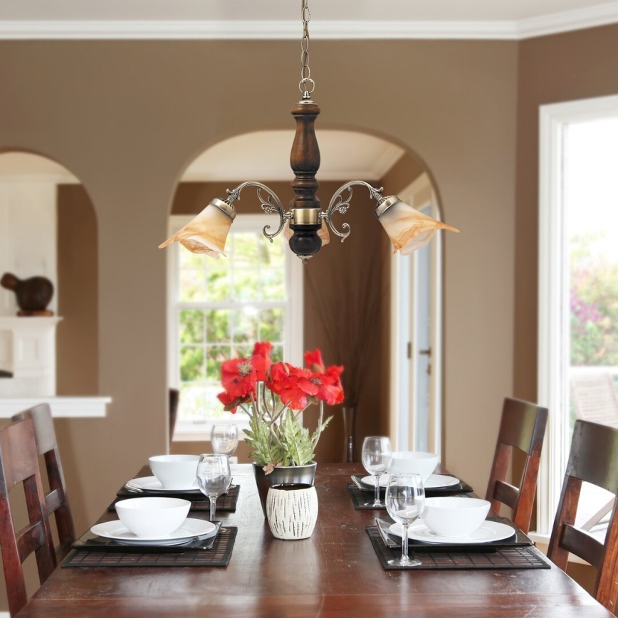 Rabalux - Kattokruunu ketjussa 3xE14/40W/230V saksanpähkinä