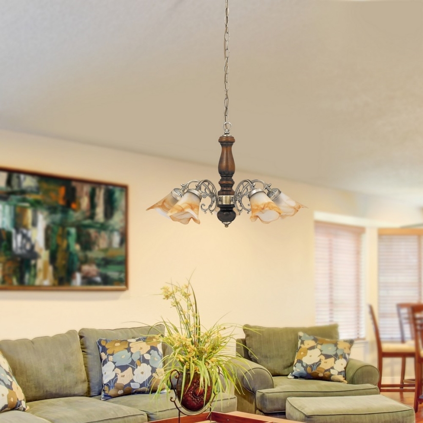 Rabalux - Kattokruunu ketjussa 5xE14/40W/230V saksanpähkinä