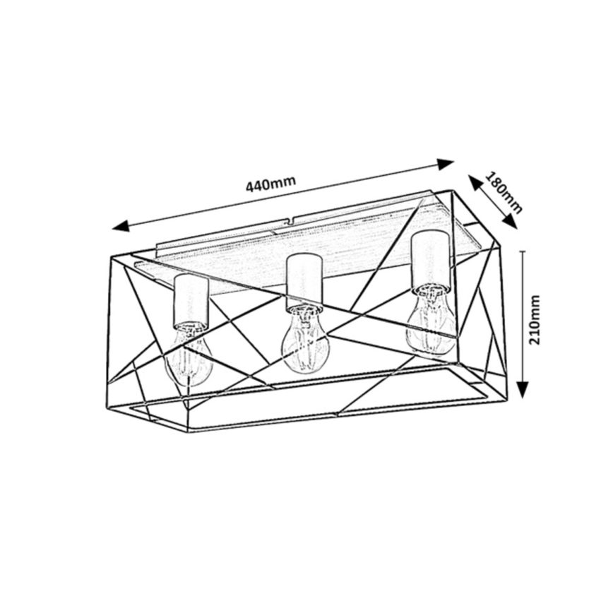 Rabalux - Kattovalo 3xE27/40W/230V 18x44 cm