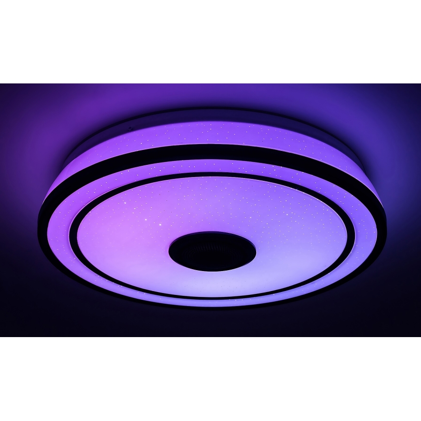 Rabalux – himmennettävä RGB-LED-kattovalaisin kaiuttimella, LED 24 W, 230 V, 3000–6500 K + kaukosäädin, halkaisija 39,5 cm
