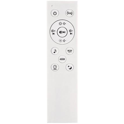 Rabalux – himmennettävä RGB-LED-kattovalaisin kaiuttimella, LED 24 W, 230 V, 3000–6500 K + kaukosäädin, halkaisija 39,5 cm