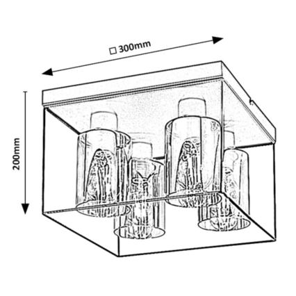 Rabalux - Kattovalaisin 4xE27/25W/230V 30x30 cm