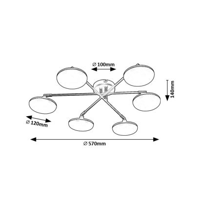 Rabalux - Kiinteä LED-kattokruunu 6xLED/4W/230V 3000K musta