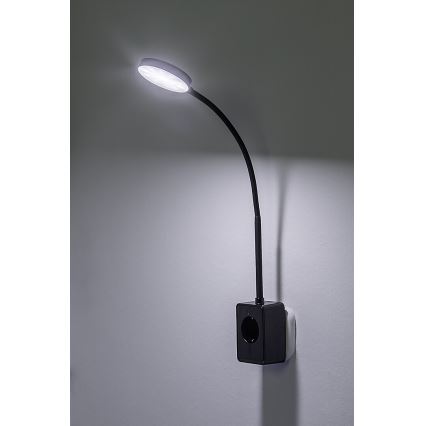 Rabalux - himmennettävä LED-seinävalaisin LED/4W/230V, pistorasiaan kytkettävällä USB-portilla, 3000/4000/6000K, musta