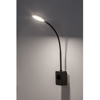 Rabalux - himmennettävä LED-seinävalaisin LED/4W/230V, pistorasiaan kytkettävällä USB-portilla, 3000/4000/6000K, musta