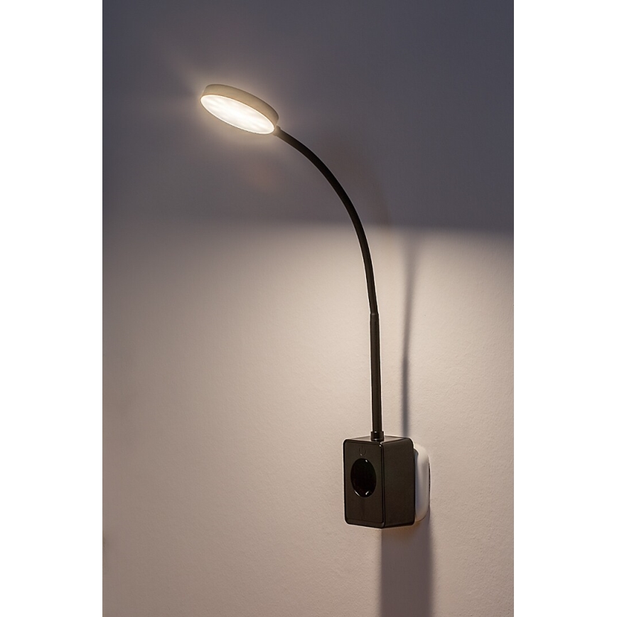 Rabalux - himmennettävä LED-seinävalaisin LED/4W/230V, pistorasiaan kytkettävällä USB-portilla, 3000/4000/6000K, musta