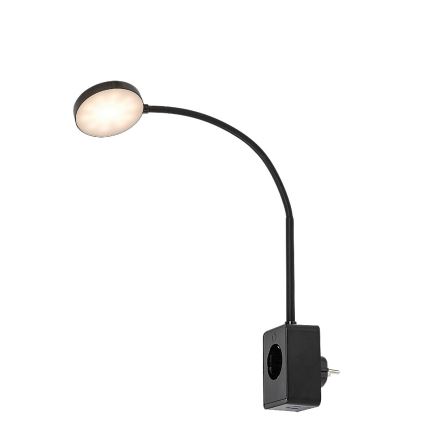 Rabalux - himmennettävä LED-seinävalaisin LED/4W/230V, pistorasiaan kytkettävällä USB-portilla, 3000/4000/6000K, musta