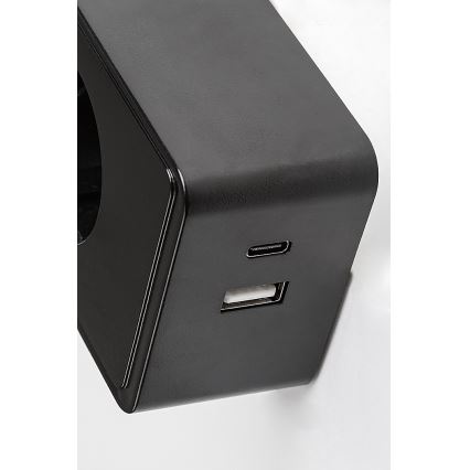 Rabalux - himmennettävä LED-seinävalaisin LED/4W/230V, pistorasiaan kytkettävällä USB-portilla, 3000/4000/6000K, musta