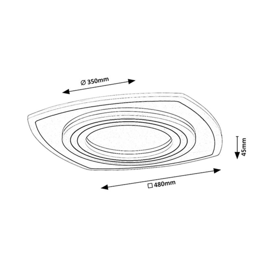 Rabalux - himmennettävä LED-kattovalaisin LED/60W/230V 3000/4000/6000K mattakromi/musta + kaukosäädin 48x48 cm