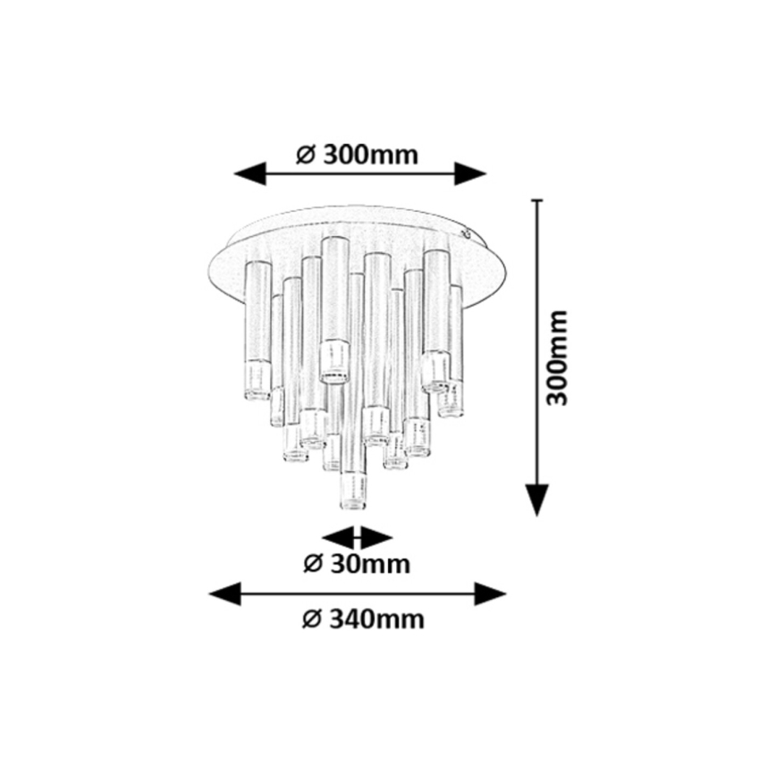 Rabalux - Kattovalaisin 13xG9/5W/230V, musta, halkaisija 34 cm