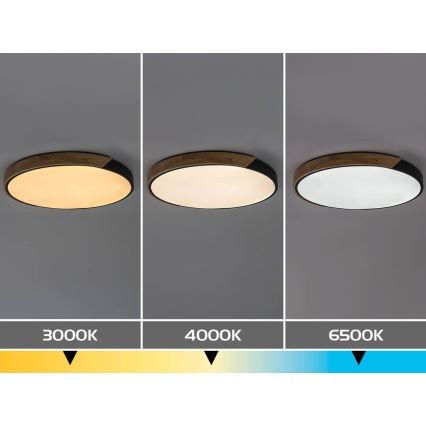 Rabalux - LED-kattovalaisin LED/42W/230V 3000/4000/6500K musta/tammi, halkaisija 61 cm