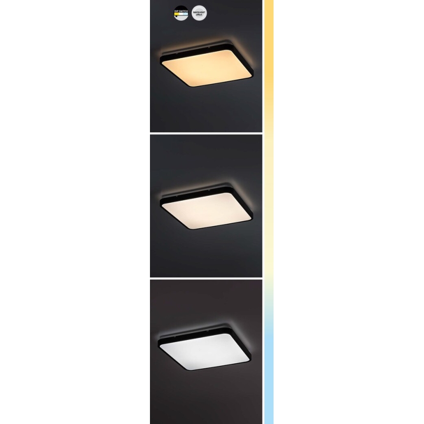 Rabalux - LED-kattovalaisin kylpyhuoneeseen LED/36W/230V 3000/4000/6000K IP44 42x42 cm musta