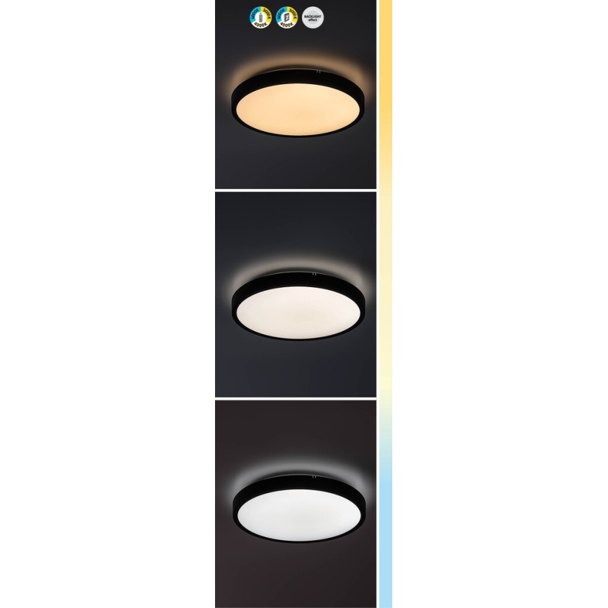 Rabalux - Himmennettävä kylpyhuoneen LED-kattovalaisin LED/24W/230V 3000-6000K IP44 halkaisija 35,5 cm musta + kauko-ohjaus