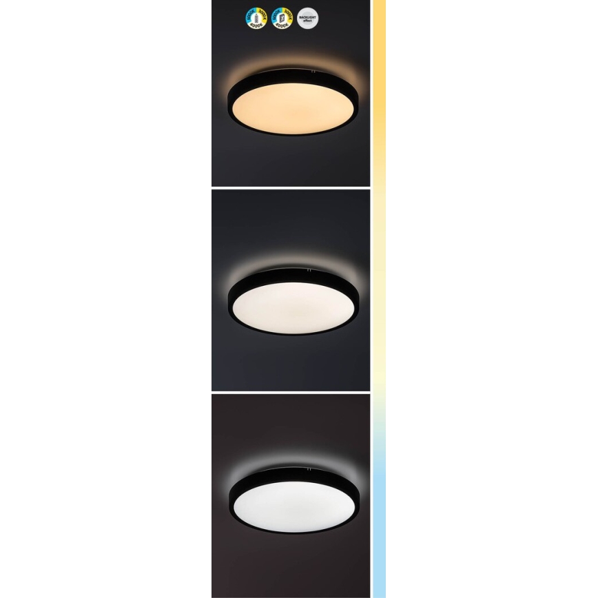 Rabalux - Himmennettävä kylpyhuoneen LED-kattovalaisin LED/36W/230V 3000-6000K IP44 halkaisija 42 cm musta + kauko-ohjaus