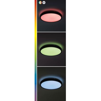 Rabalux - LED RGB himmennettävä kylpyhuoneen kattovalaisin LED/36W/230V 3000-6000K Wi-Fi Tuya IP44 halkaisija 42 cm musta
