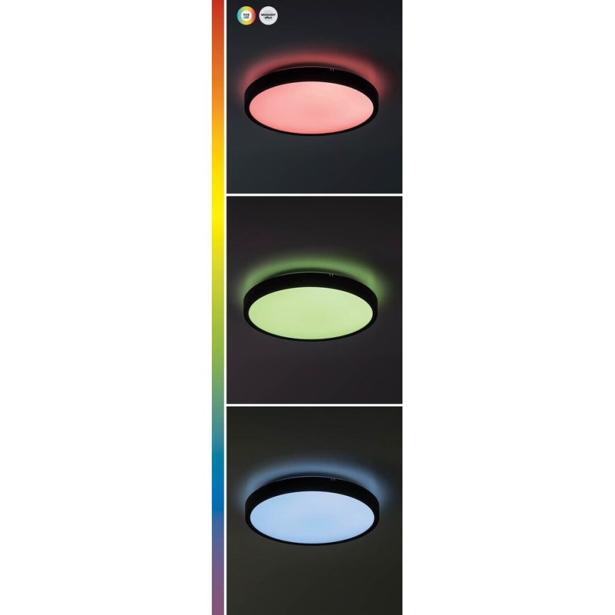 Rabalux - LED RGB himmennettävä kylpyhuoneen kattovalaisin LED/36W/230V 3000-6000K Wi-Fi Tuya IP44 halkaisija 42 cm musta