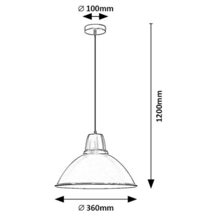 Rabalux - Riippuvalaisin vaijerilla 1xE27/60W/230V, halkaisija 36 cm, musta