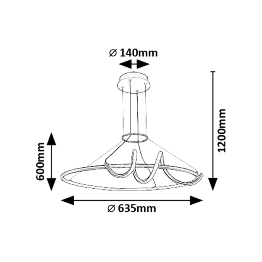 Rabalux - Himmennettävä LED-kattokruunu johdossa LED/46W/230V 3000-6500K + kauko-ohjaus