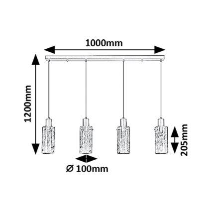 Rabalux - Kattokruunu johdossa 4xE27/60W/230V