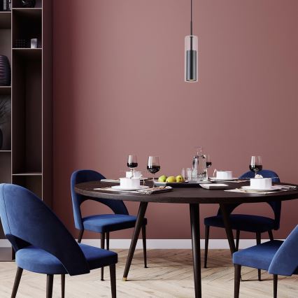 Rabalux - Kattokruunu johdossa 1xGU10/50W/230V läpinäkyvä/musta