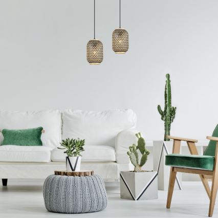 Rabalux - Ripustettava kattovalaisin 1xE27/40W/230V rottinki