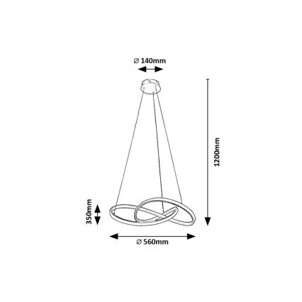 Rabalux - LED-kattokruunu johdossa LED/36W/230V 3000K kulta