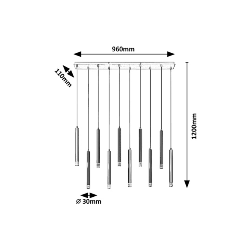 Rabalux - Kattokruunu johdossa 10xG9/5W/230V musta