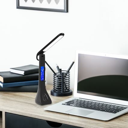 Rabalux - LED himmennettävä pöytävalaisin näytöllä LED/7W/5V 4000K musta