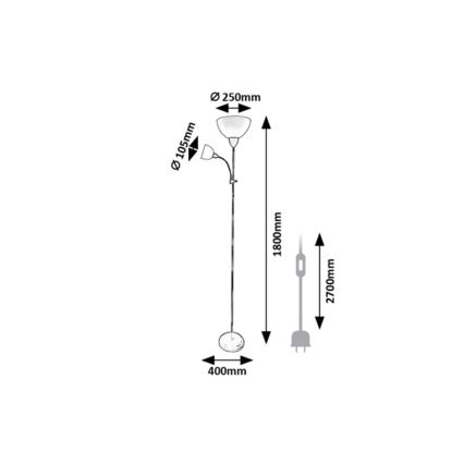 Rabalux - Lattiavalaisin 1xE27/60W/230V + 1xE14/25W musta