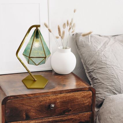 Rabalux - Tiffany värjätty lasi pöytävalaisin 1xE14/40W/230V kulta/sininen