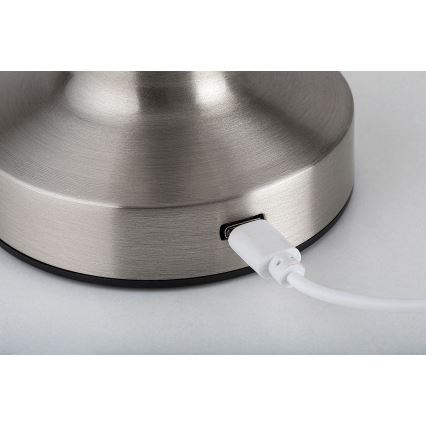 Rabalux - LED ladattava kosketuspöytävalaisin LED/2,7W/5V 1200mAh 3000/4000/6000K mattakromi