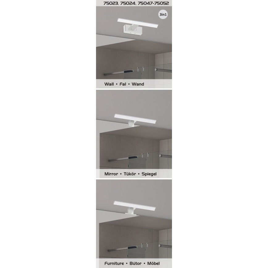 Rabalux - LED-peilivalaisin kylpyhuoneeseen LED/6W/230V IP44 30 cm musta