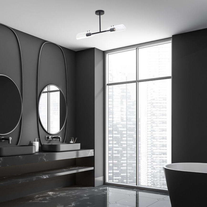 Rabalux - Kylpyhuoneen riipuskattokruunu 2xE14/12W/230V IP44 musta