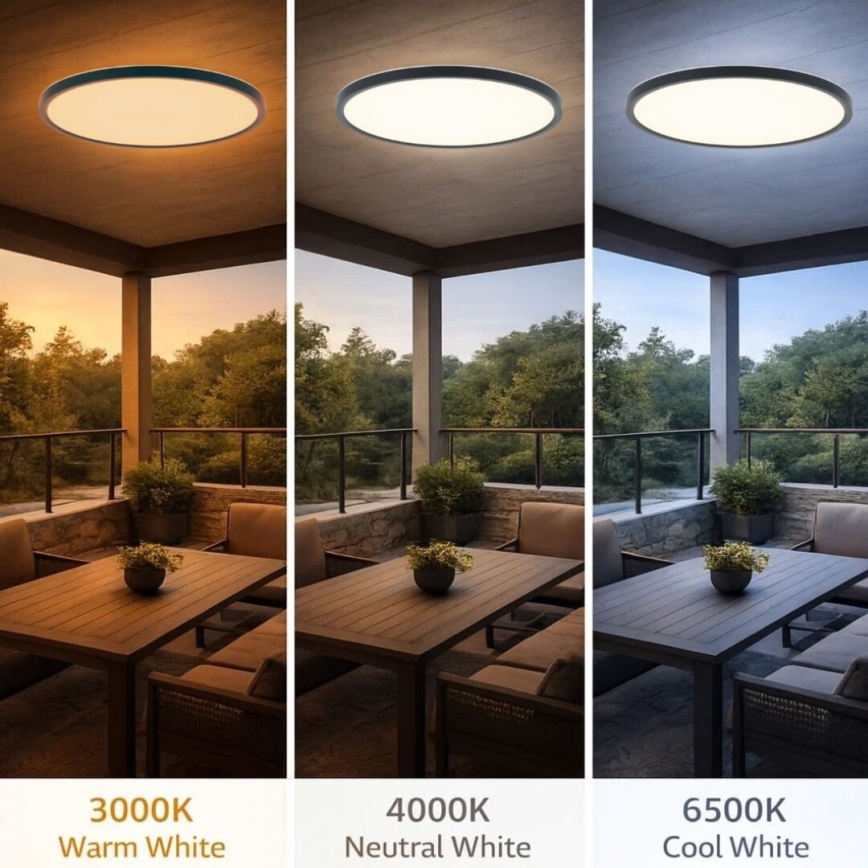 Rabalux - LED-kylpyhuoneen kattovalaisin LED/24W/230V 3000/4000/6000K halkaisija 40 cm IP44 musta