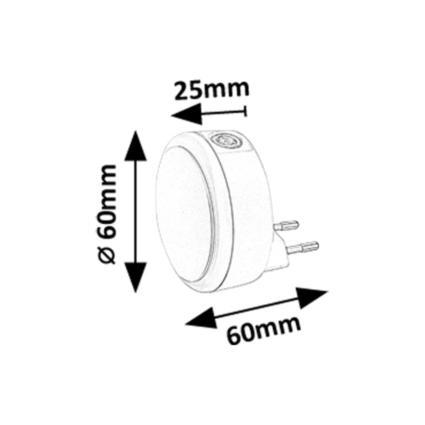 Rabalux - LED Pistorasia yövalo hämärätunnistimella LED/0,3W/230V 3000K