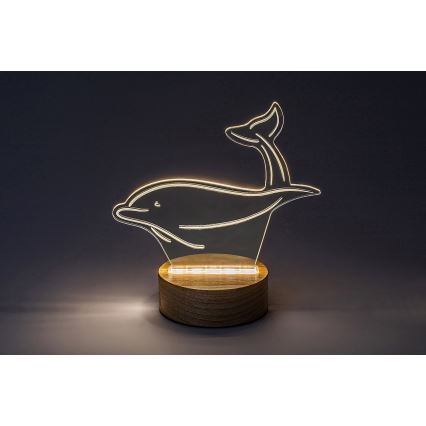 Rabalux - LED Lasten pöytävalaisin LED/2W/5V 3000K delfiini koivu