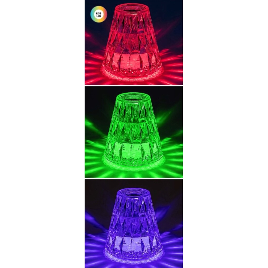 Rabalux - LED RGB himmennettävä ladattava pöytävalaisin LED/2W/5V/3xAAA 3000K