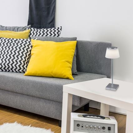 Rabalux - LED himmennettävä ladattava pöytävalaisin LED/4W/3,7V 1800 mAh 3000-5000K IP44 hopea